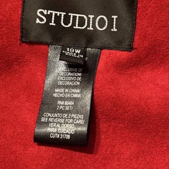 Studio 1. Sz 18W. Dark Red Suede Cloth Belted Jacket. Long Sleeve. B130 - Picture 5 of 5